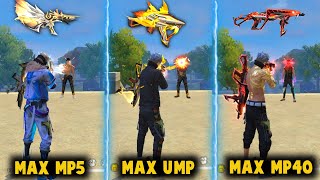 MAX UMP VS MAX MP40 VS MAX MP5 DAMAGE ABILITY TEST | BEST EVO SMG GUN - GARENA FREE FIRE