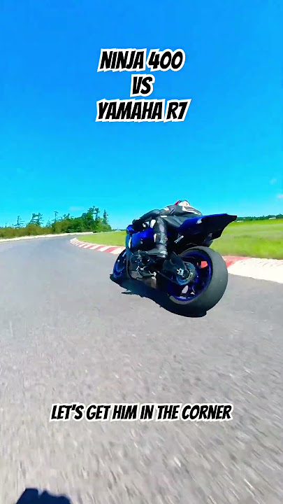Ninja 400 vs R7! Small bike is so much fun #kawasaki #yamaha #racing #trending #motorcycle