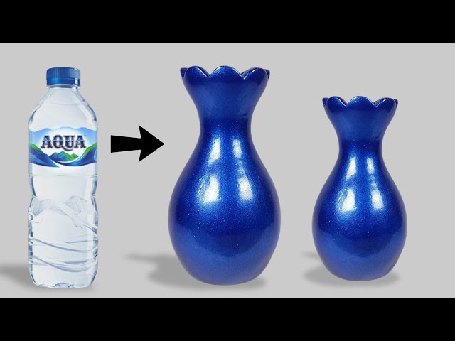 vas bunga dari botol aqua // flower vase from used bottles class=