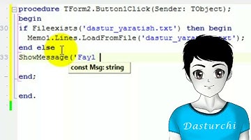#2 Delphi dasturlash tili yozganlarni o`chmaydigan qilish 1-qism