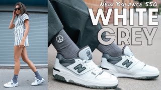 ♥ New Balance 550 White Grey Dark Grey - 2E Wide This GREY hits DIFFERENT! New Balance 550 White Grey