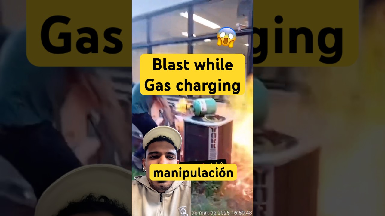 Explosion while gas charging in HVAC. Safety first. 