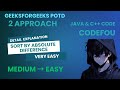 Sort by Absolute Difference | GFG POTD | Java &amp; C++ code | 17-08-25