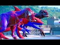 ALL RED SPIDER-MAN Dinosaurs in Jurassic World - Large SuperHero Dinosaur Battleground