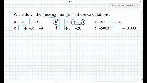 7mat 7D Q7 finding missing numbers in integer multiplication and division 16