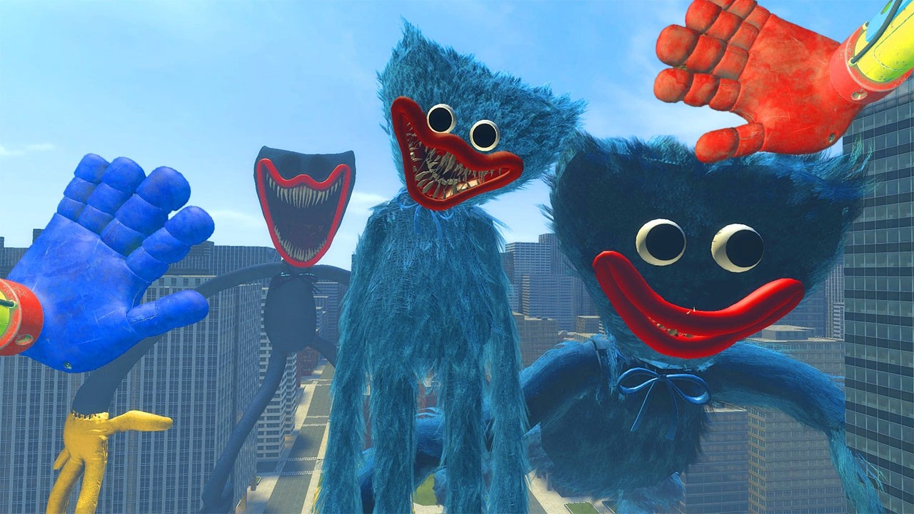 ALL HUGGY WUGGY FROM POPPY PLAYTIME 1,2,3 & 4 HUNTED ME DOWN IN THE CITY | GARRY'S MOD