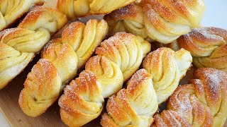 Плетеные булочки с сахаром. 🥰Тесто с добавлением КРАХМАЛА  | Braided buns with sugar