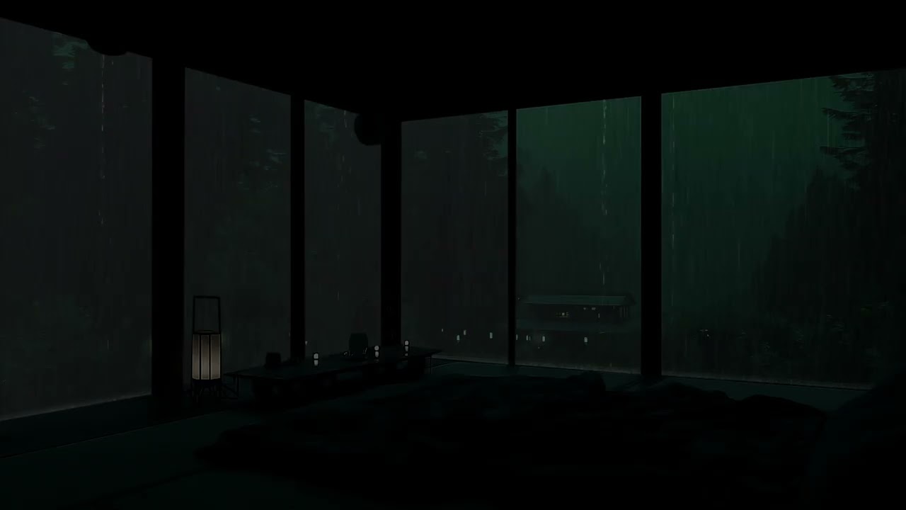 Midnight Mountain Rain by the Window View 🌧 (No Ads) | Warm Dark Bedroom Sounds for Fast Deep Sleep