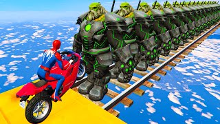 SPIDERMAN CARS Vs MONSTER Trucks Mega MULTI Ramp Challenge ! SUPERHERO HULK Epic Stunt Race - GTA 5