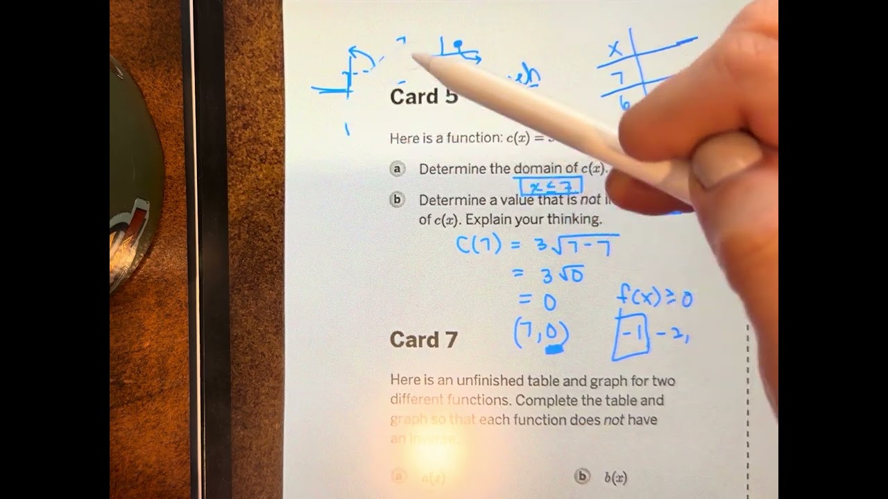 Algebra 2 unit 5 quiz review part 2 inverses square root cube root graphing functions domain range