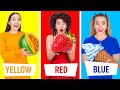 EATING ONLY ONE COLOR FOOD FOR 24 HOURS || Funniest One Color Food Challenges by 123 GO! Live