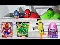 Superheroes help friend with toys
