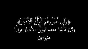 لا يقاتلونكم جميعا إلا في قرى محصنة أو من وراء جدر (عبدالبديع غيلان) سورة الحشر / شاشة سوداء ⬛️..