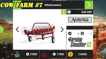FS 18 COW FARM. Timelapse # 7. Windrower for hay. Collecting straw.
