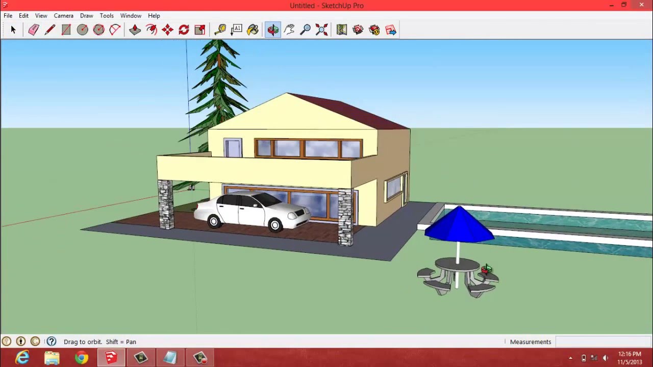 TUTORIAL GOOGLE  SKETCHUP Membuat Rumah  sederhana  Full 