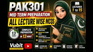 PAK301 Midterm Preparation 2026 | PAK301 Lecture-Wise MCQs (Modules 1–15) | Most Important MCQs