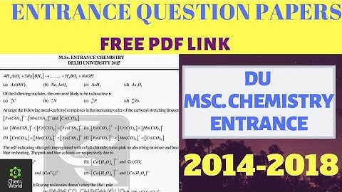 💡DU MSc. CHEMISTRY ENTRANCE QUESTION PAPERS.📃