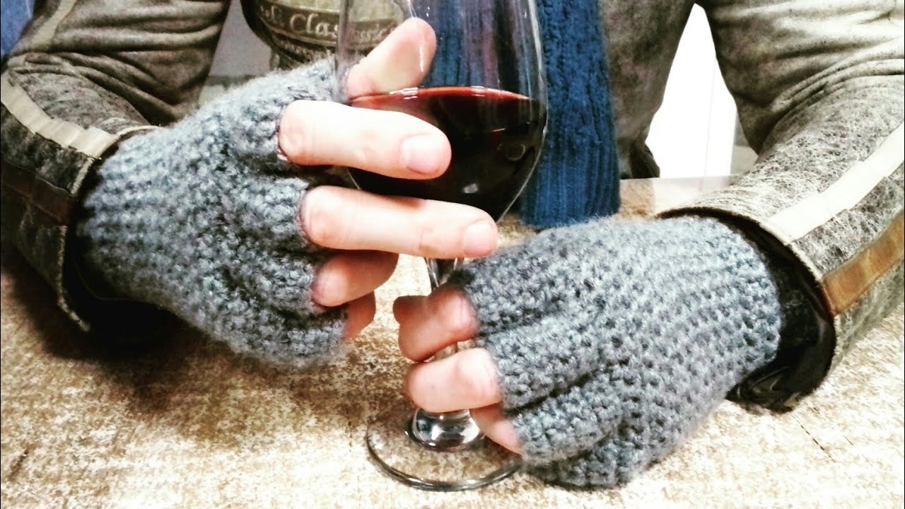 Crochet Men's Half Finger Gloves Part 1