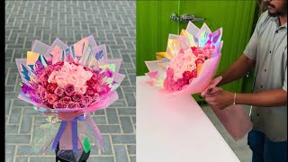 How To Wrap a Flower Bouquet Using Colored Paper||Aesthetic Bouquet wrapping|| @elegantflowers