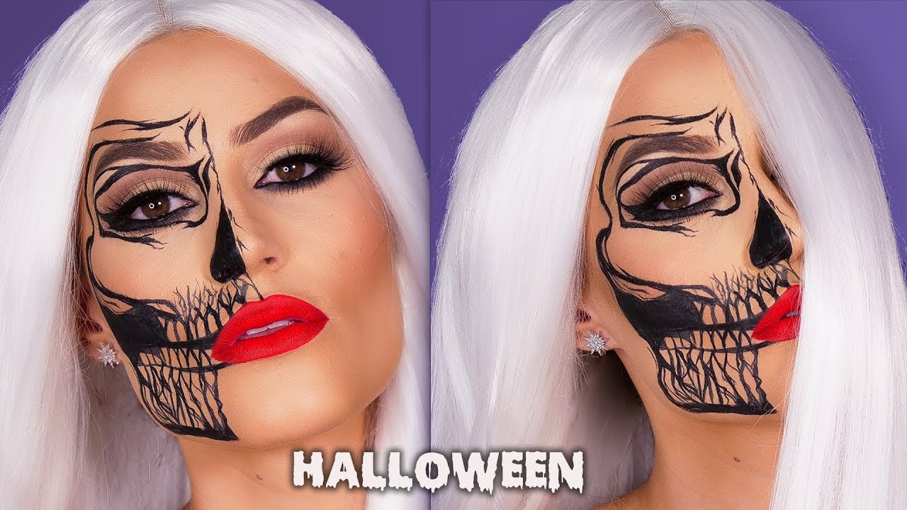 Tutorial de maquiagem de caveira para o Halloween - Sortimentos Dica de  Maquiagem
