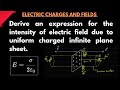 Derive an expression for the intensity of electric field due to uniform charged infinite plane sheet