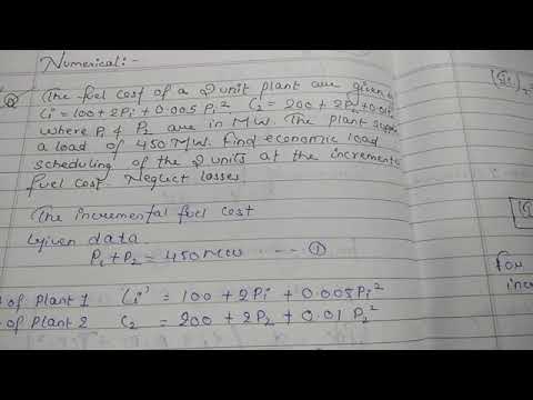 Numerical on incremental fuel cost (PSOC) - YouTube