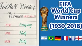 FIFA World Cup Winners from 1930 to 2018 infograph.. #FIFAWorldCup #Football  #France #Brazil #Germany #Italy #Spain #France #Arg…