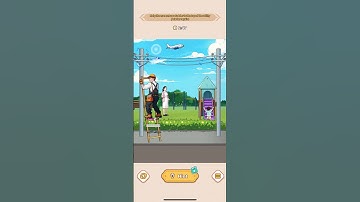 BrainPuzzle tricky quest: help the man setup a ladder to the top of the utility pole for repair