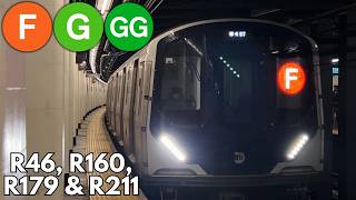 IND Culver: R46, R160, R179 & R211 (F) (G) and (GG) trains @ Fort Hamilton Parkway