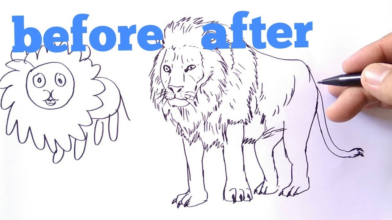 How To Draw Lion Cara Menggambar Singa Youtube