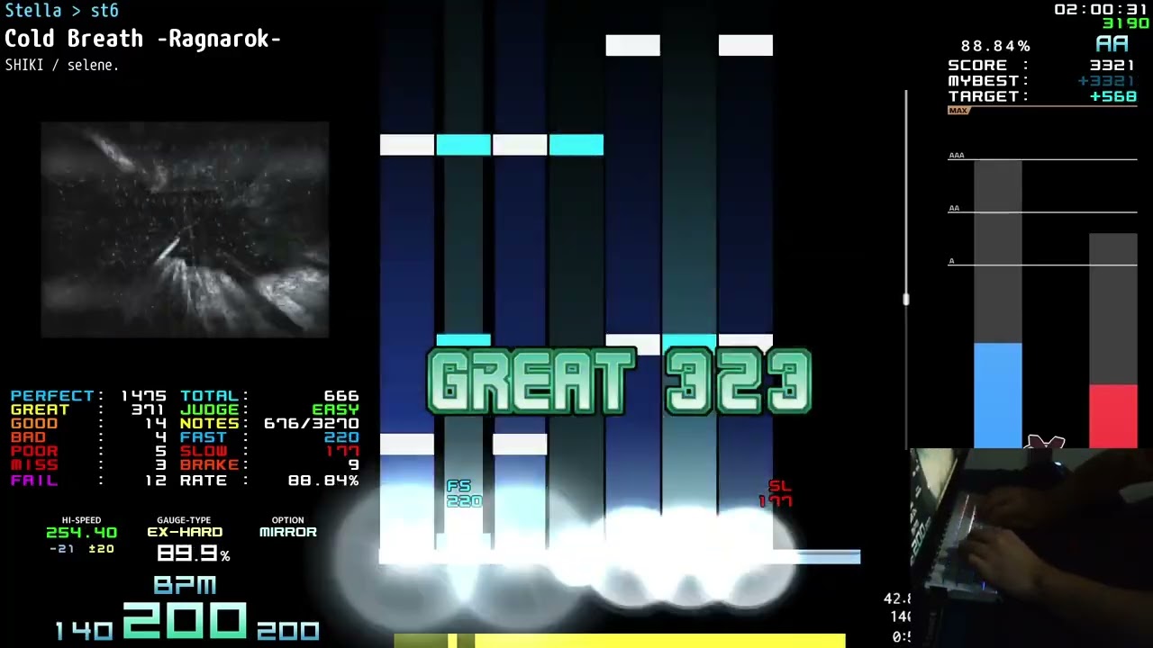 st6 / 重発狂6 Cold Breath -Ragnarok- AA 85.88% H-CLEAR - Beatoraja