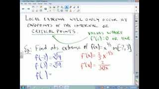 CA Calculus BC Video Lesson 3-1 Absolute Extrema