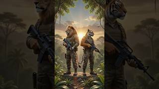 Army wala lion and tiger #aianimation #trending #shortvideo #indian #army