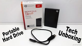 Seagate 2TB Backup Plus Slim Portable Hard Drive STHN2000400 Unboxing