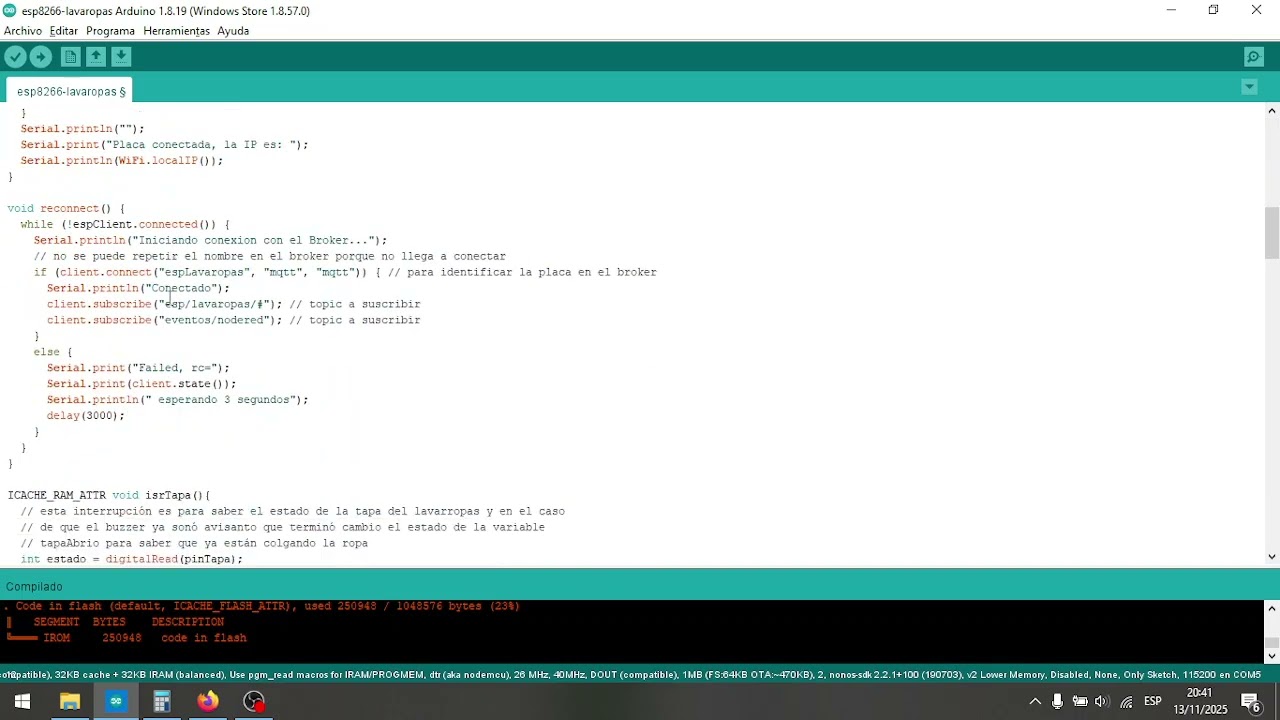 Domotizando mi Lavarropas con esp8266 + mqtt + Node-RED Parte 2