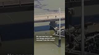 A Barge Hit A Bridge Connecting Galveston And Pelican Island In Texas, Causing An Oil Spill #Shorts