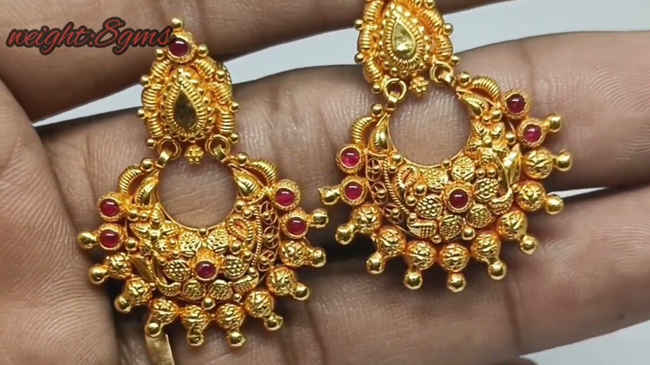 Temple Earrings Chandbali Earrings 22k Gold Jewelry Ruby India Earrings  Antique India Gold Earrings Temple Jewelry South India Jewelry - Etsy Norway