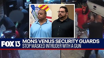 Full press conference: Strip club guards stop armed intruder in devil mask