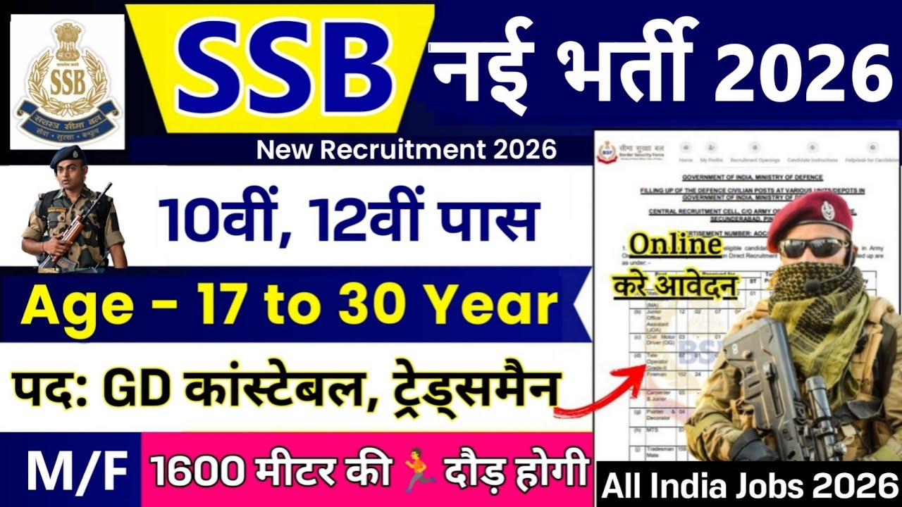 SSB GD New Vacancy 2026 | SSB Constable Recruitment 2026 | 10th Pass Job |SSB Constable Vacancy 2026
