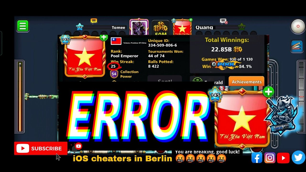25 winstreak in Berlin|in 8 Ball pool|UNIVERSAL GAMING|