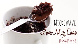 Microwave Eggless Chocolate Lava Mug Cake - Eggless Molten Lava Cake Recipe in Microwave