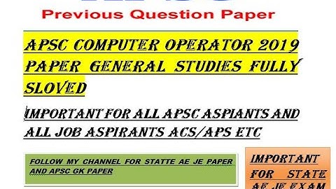 Solved Question Paper, APSC Computer Operator 2019
