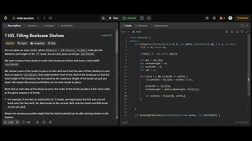 Solved LeetCode Problem 1105 || Filling Bookcase Shelves