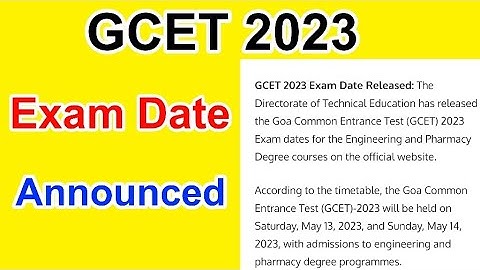 GCET 2023 Exam Date Announced | GCET Exam Date  Full Details | MDE