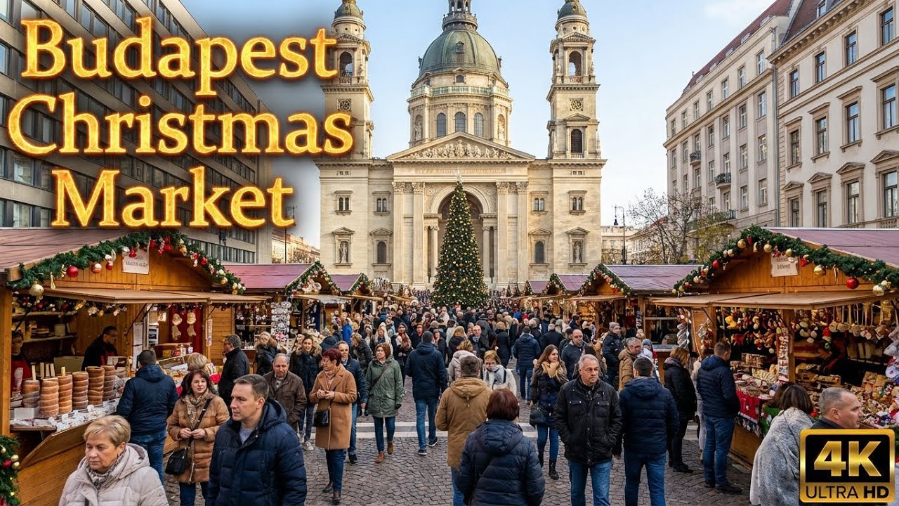 Budapest Christmas Market 🌤️🎄 Beautiful Daylight Walk in 4K Ultra HD | Hungary Winter
