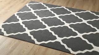 Marja Moroccan Trellis Area Rug in Charcoal and Ivory