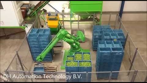 Spruiten afvul palletiseer robot europool kratten