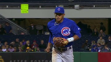 CHC@PIT: Russell, Baez combine for a 6-4-3 DP