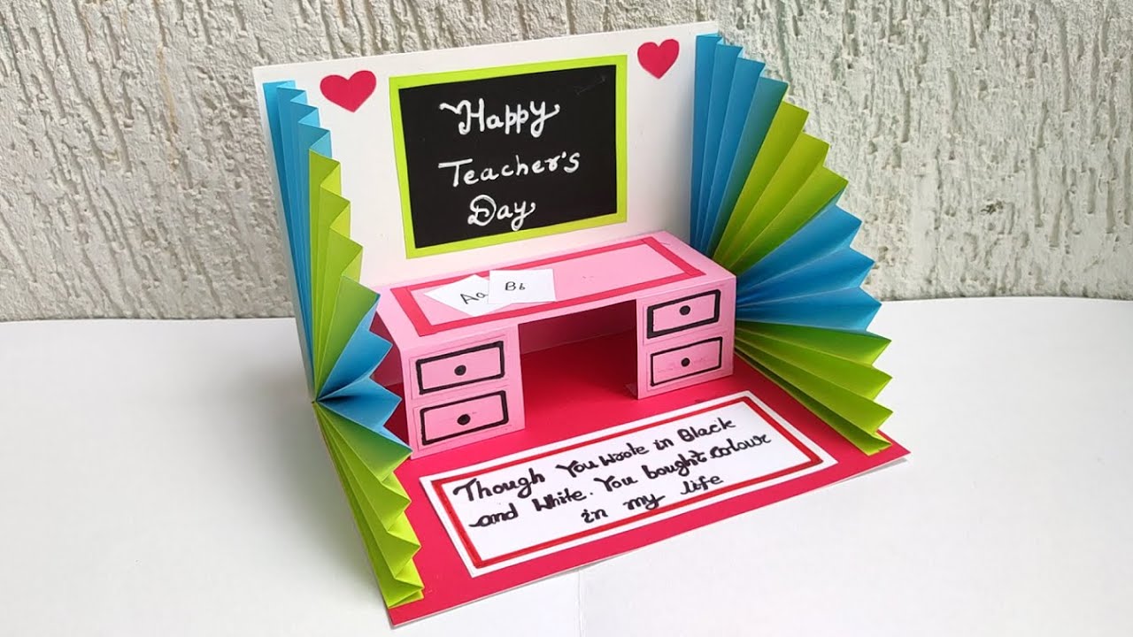 DIY - Teacher's Day card / Handmade Teachers day pop-up card making idea