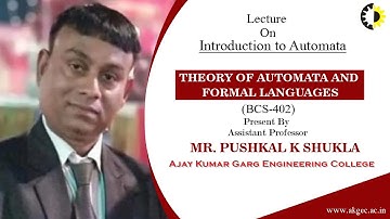 INTRODUCTION TO AUTOMATA || THEORY OF AUTOMATA AND FORMAL LANGUAGES || LECTURE 01 BY MR  PUSHKAL K S